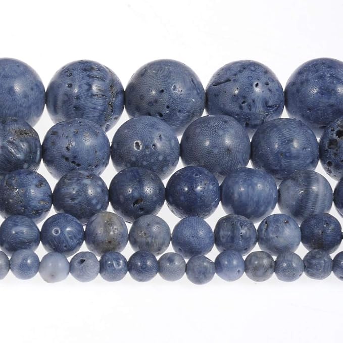 12mm Natural Blue Coral Gemstone Round Loose Beads Crystal Stone Bracelet Necklace Accessories Crafts for Jewelry Making DIY,1 Strand 15"