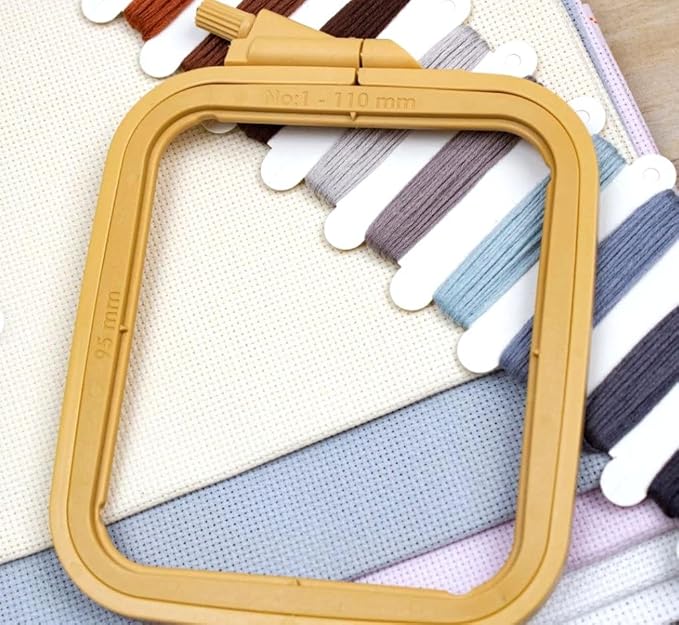 nurge square embroidery hoop - plastic cross stitch frame for needlepoint & embroidery - adjustable craft hoop - beige - no:1 (x small)