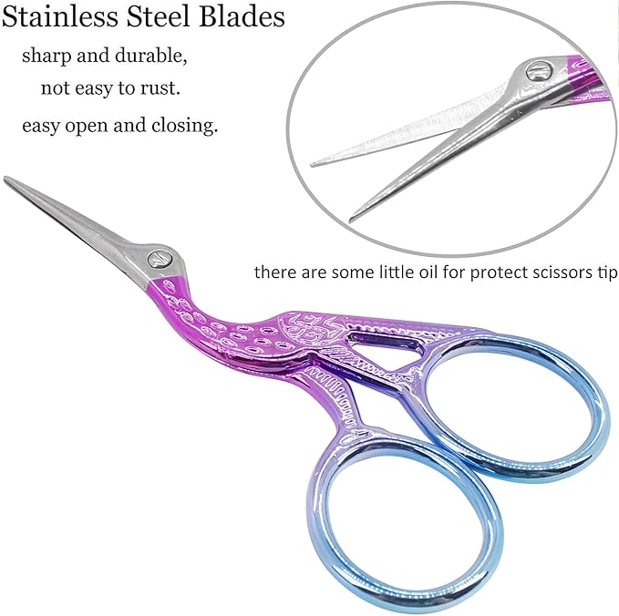 BIHRTC Small Embroidery Detail Shears Crafting Scissor Sharp Tip Stainless Steel Scissors 3.6Inch Needlework Scissors for Cross Stitch Cutting Sewing Handcraft Craft Art Work