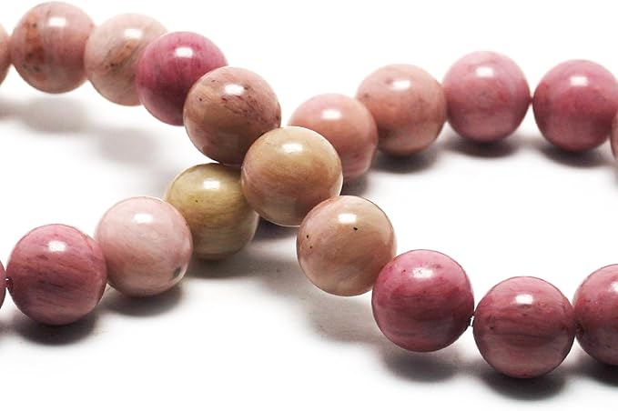 Natural Stone Beads for Jewelry Making - 10mm Gemstone Round Beads for Bracelets(35-38pcs, Rhodonite)