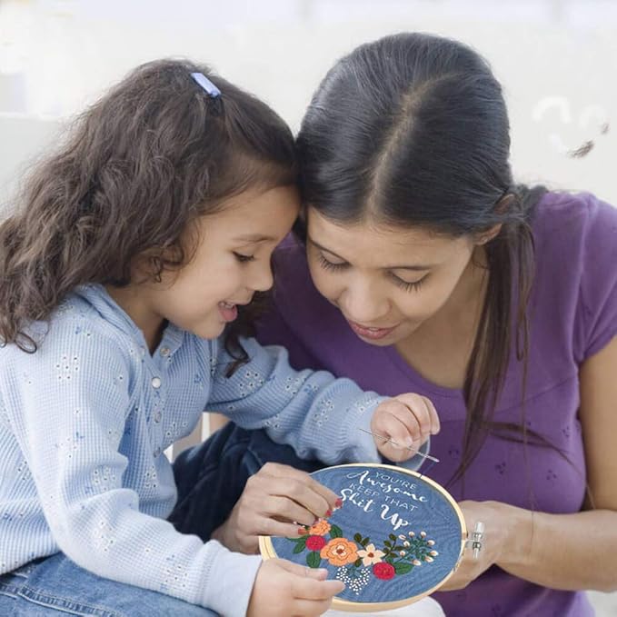 Cooliya Mothers Day Gifts for Mom from Daughter Son - Embroidery Kit for Beginners - Embroidery Starter Kit Craft Kit Cross Stitch Kit - Birthday Gift for Women, Best Friend, Daughter, Mom, Coworker