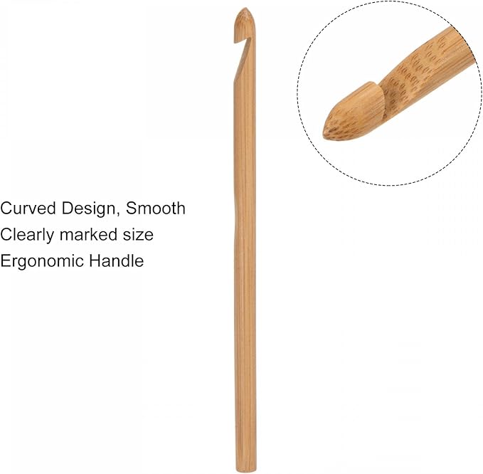 uxcell Wooden Bamboo Crochet Hook 7.0mm US Size K (Size 10.5) Chunky Knitting Needles for DIY Craft Yarn 6Pcs