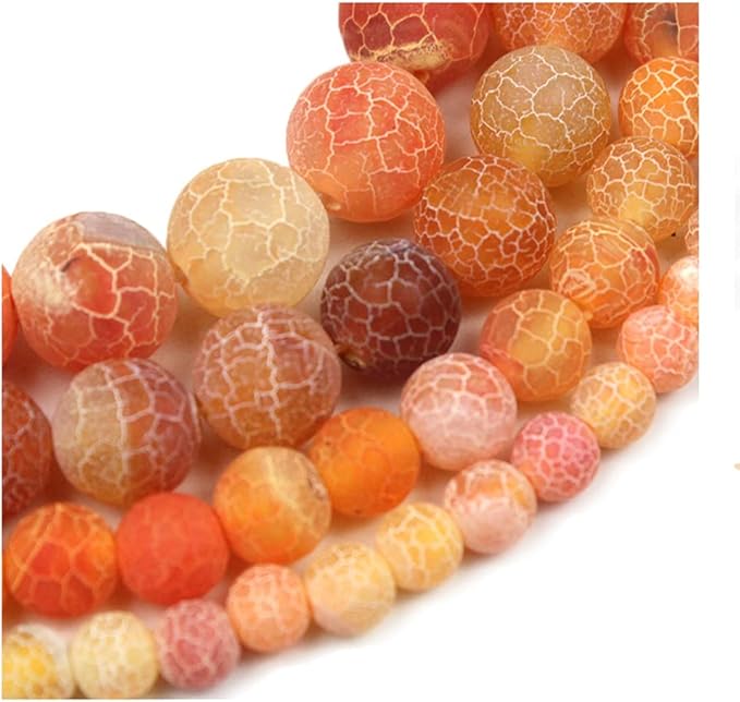 6mm Natural Orange Frosted Agate Gemstone Round Loose Beads Crystal Stone Bracelet Necklace Accessories Crafts for Jewelry Making DIY,1 Strand 15"
