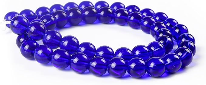 8mm Glass Beads 46PCS Glass Beads for Jewelry Making Charm Round Loose Bead for Bracelet Making Kit (Dark Blue Glass)