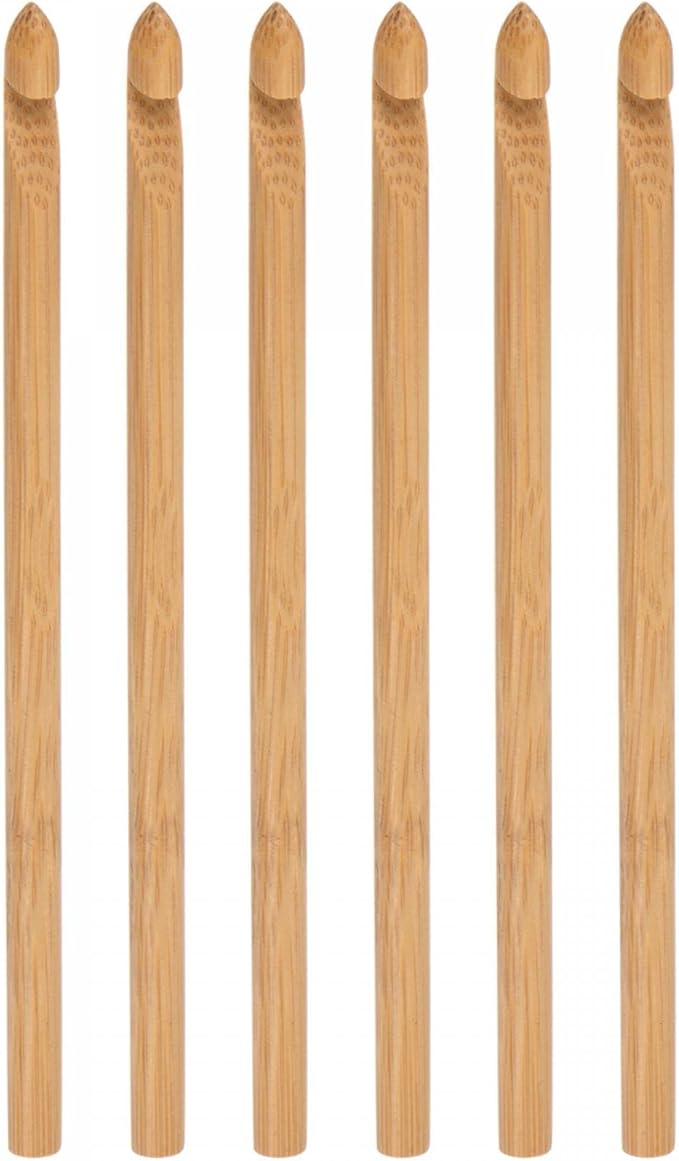 uxcell Wooden Bamboo Crochet Hook 7.0mm US Size K (Size 10.5) Chunky Knitting Needles for DIY Craft Yarn 6Pcs