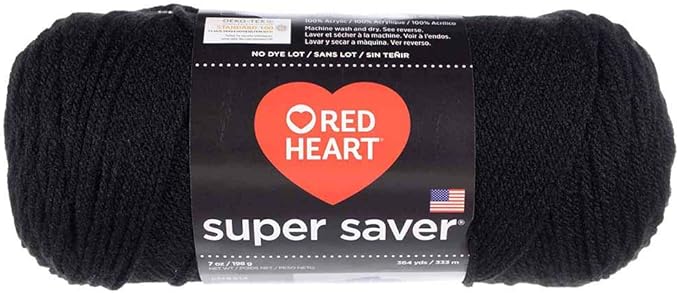 Craft County Size 4 (Medium) 100% Acrylic Fiber Yarn – Variety of Color and Pattern Options – for Crochet, Knitting, and Weaving (Black)