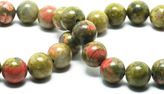 8mm Natural Stone Beads for Jewelry Making - Gemstone Round Loose Beads for Bracelets(45-48pcs, Unakite Jasper)