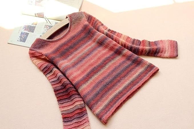 NICEEC 3 Skeins 100% Wool Rainbow Yarn Soft Gradient, Self-Striping, Colorful Single Ply Yarn for Crochet & Knitting - 3#