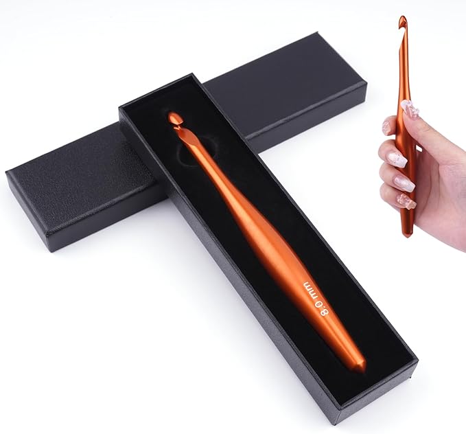 BsHooker 8mm Inline Crochet Hook Ergonomic Aluminum Crochet Hook with Case Crochet Needles for Arthritic Hands,Crcohet Gift for Beginner