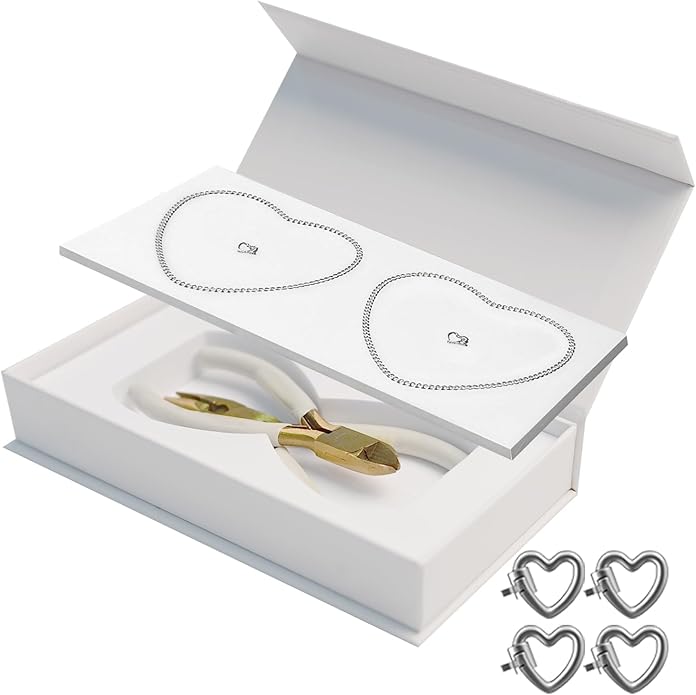 Permanent Bracelet Kit for Couples - DIY Sterling Forever Bracelets Making Set with Locking Heart Clasp, Ideal Gift for Christmas, Anniversary, Valentine's Day & Date Night Activity