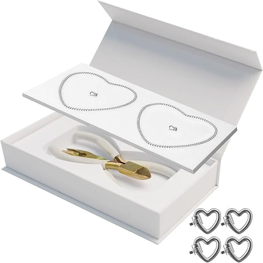 Permanent Bracelet Kit for Couples - DIY Sterling Forever Bracelets Making Set with Locking Heart Clasp, Ideal Gift for Christmas, Anniversary, Valentine's Day & Date Night Activity