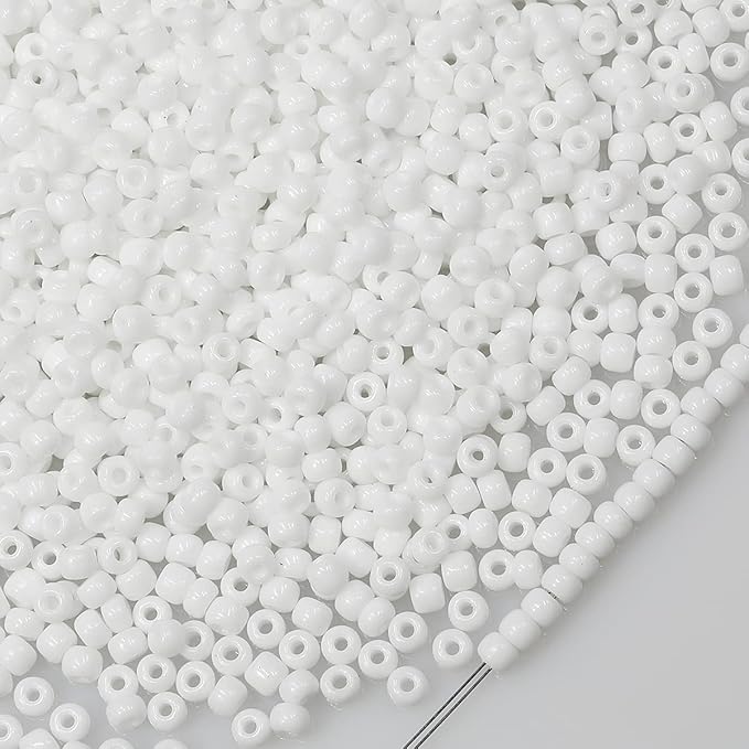 Bala&Fillic White Color 3mm Seed Beads About 3600pcs/100Grams in Bag, 8/0 Glass Craft Beads for Making Bracelet and Necklace (White)