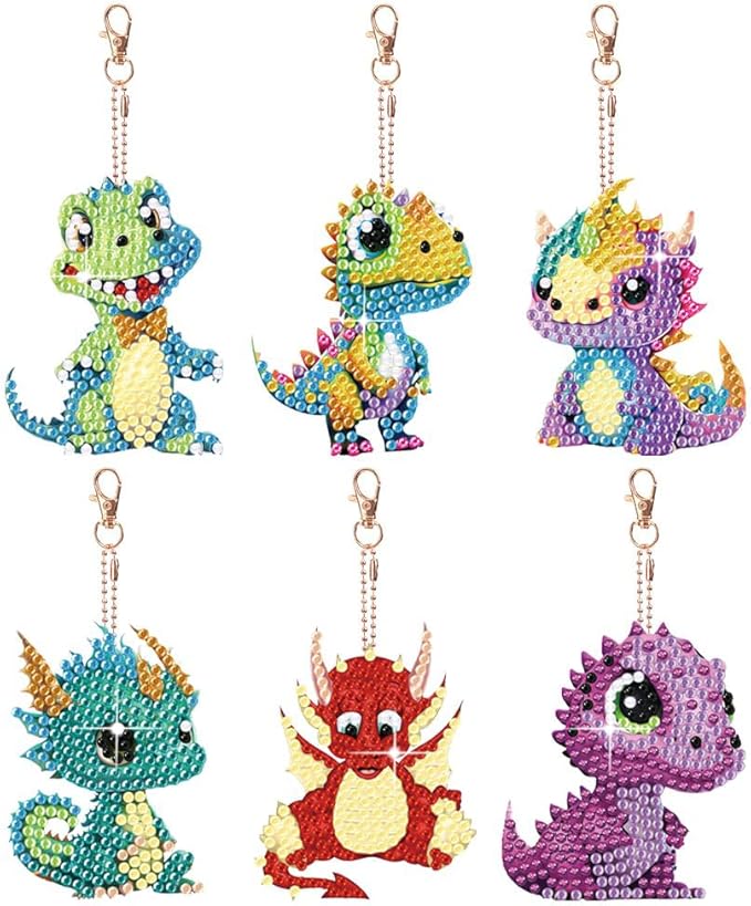 Diamond Painting Keychains Kits, Double Sided Diamond Art Keyrings for Adults, DIY Art Key Rings Ornaments Kits