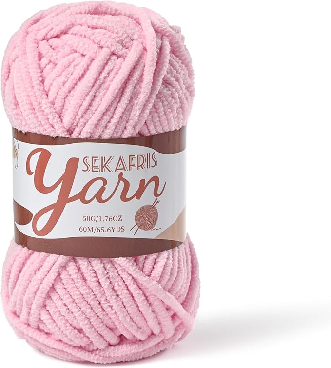 Fluffy Velvet Yarn for Crocheting，Baby Blanket Yarn for Crocheting Soft，50g(65.6yds) Amigurumi Yarns，Plush Chenille Crochet Yarns，Puzzle Yarn for Crochet Weaving Craft(Pink)