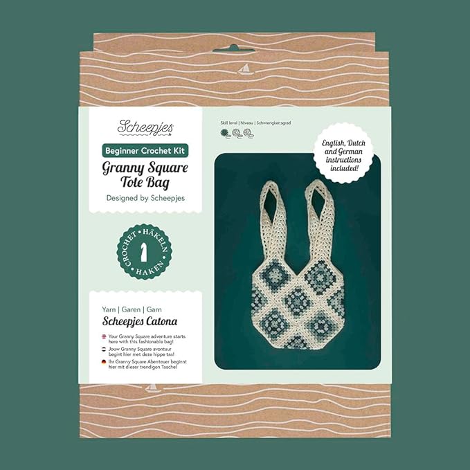 Scheepjes Beginner Crochet Kit Granny Square Bag - Blue