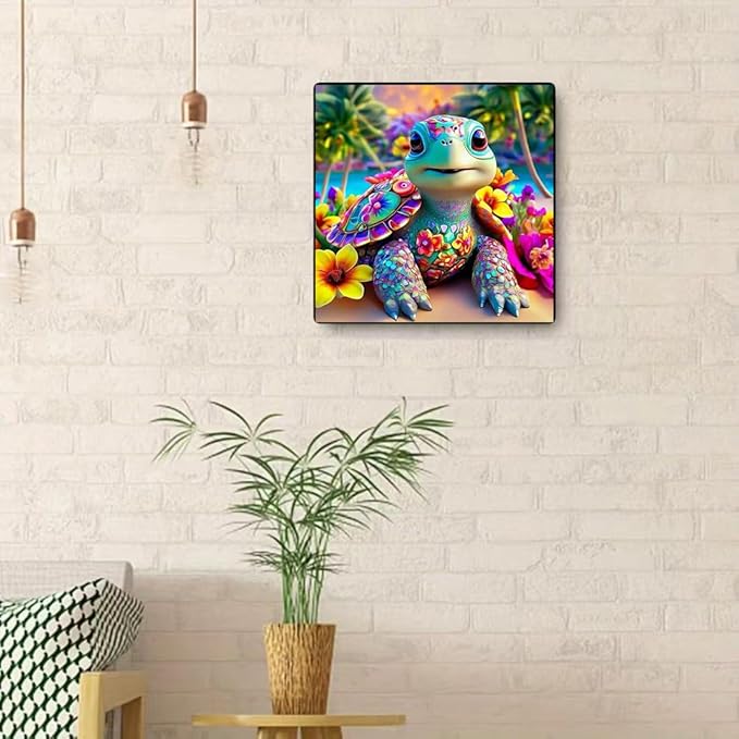 SHICERNHJ Sea Turtle 5D Diamond Painting for Adults Beginner,Flowers Diamond Art Kits for Adults DIY Full Drill Gem Art with Painting Kit for Crafts Home Wall Decor 13.8 X 13.8 inch