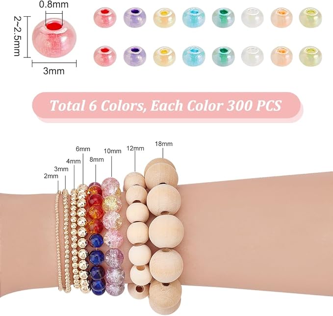 PH PandaHall 1800pcs 6 Colors Cloudy Fantasy Seed Beads 3mm Creamy Glass Beads Round Waist Beads Little Pastel Beads Small Craft Spacer Beads for Bracelet Necklace Earring Summer Seaside