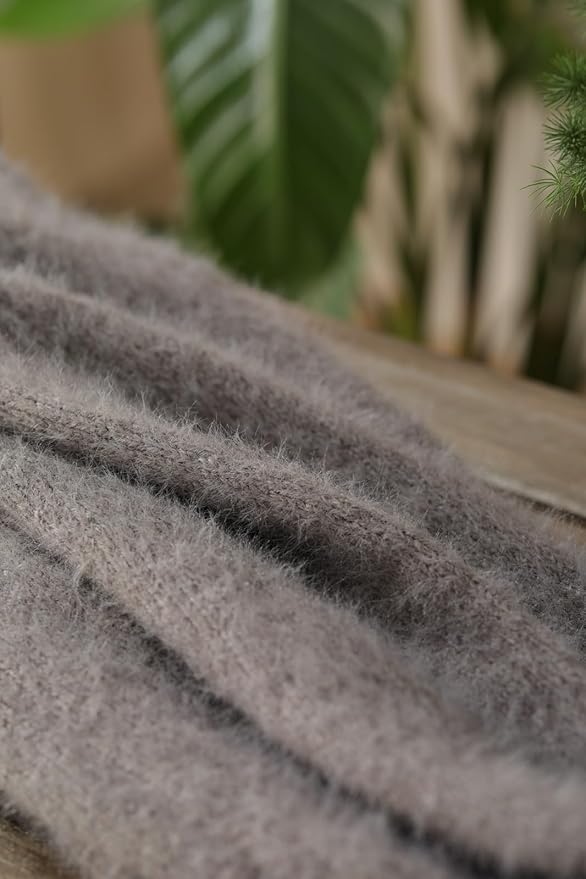 Snowbaby Wool Acrylic Blend Long Pile Yarn,(Worsted) Warm and Luxurious Fuzzy Yarn for Knitting and Crocheting DIY Hats Scarves Sweaters, 2 * 3.52oz/100g 207yds(06-Charcoal Gray)