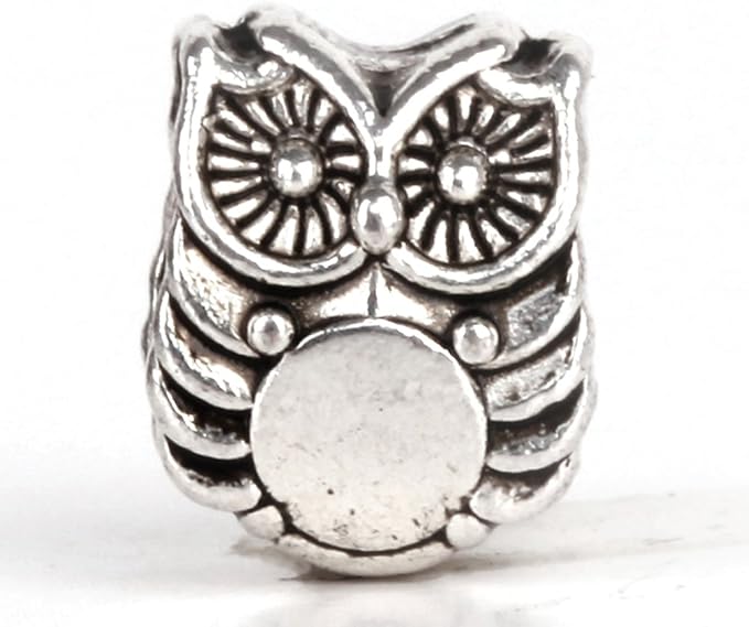 RUBYCA 30pcs Tibetan Silver Tone Spacer Beads Fit European Charms Bracelet Wonderful Owl Design