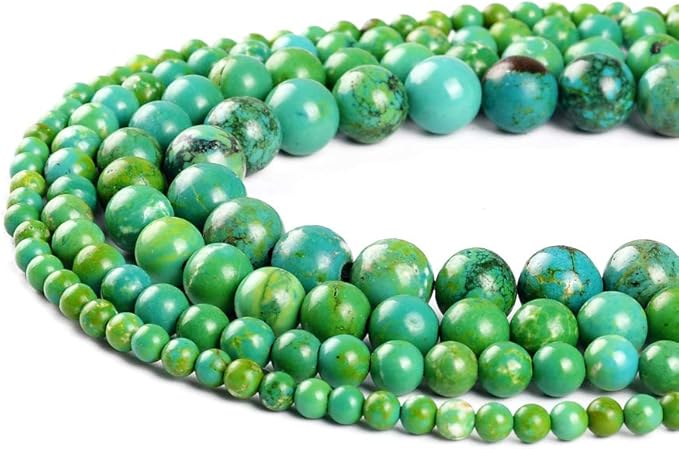 10mm Natural Turquoise Gemstone Round Loose Beads Crystal Stone Bracelet Necklace Accessories Crafts for Jewelry Making DIY,1 Strand 15"
