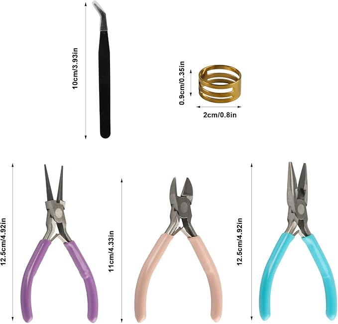 3-Piece Jewelry Pliers Set - Needle Nose, Round Nose & Wire Cutters for Jewelry Making, Wire Crafting & Repair | Professional DIY Tools for Metalwork, Earrings & Bracelets