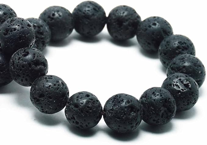 Natural Stone Beads for Jewelry Making - 10mm Gemstone Round Beads for Bracelets(34-37pcs, Lava)