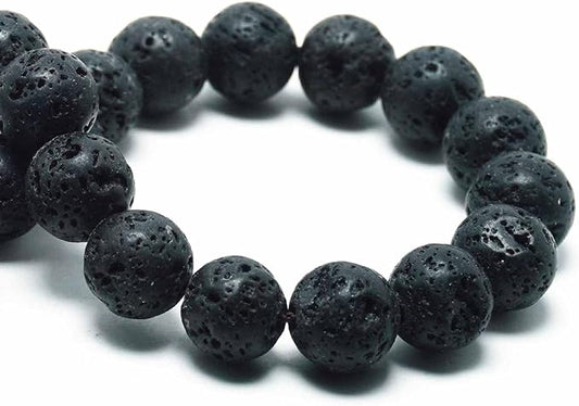 Natural Stone Beads for Jewelry Making - 6mm Gemstone Round Beads for Bracelets(59-62pcs, Lava)