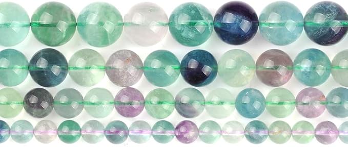 12mm Natural Fluorite Gemstone Round Loose Beads Crystal Stone Bracelet Necklace Accessories Crafts for Jewelry Making DIY,1 Strand 15"