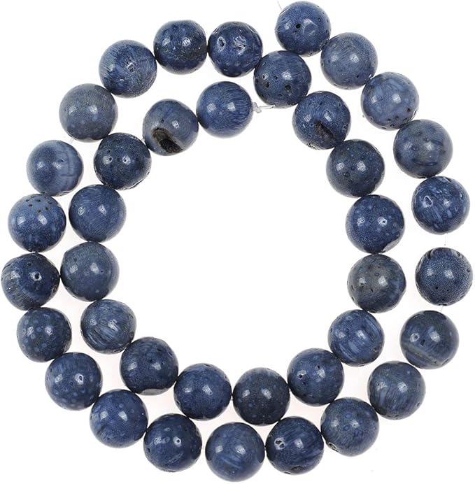 10mm Natural Blue Coral Gemstone Round Loose Beads Crystal Stone Bracelet Necklace Accessories Crafts for Jewelry Making DIY,1 Strand 15"