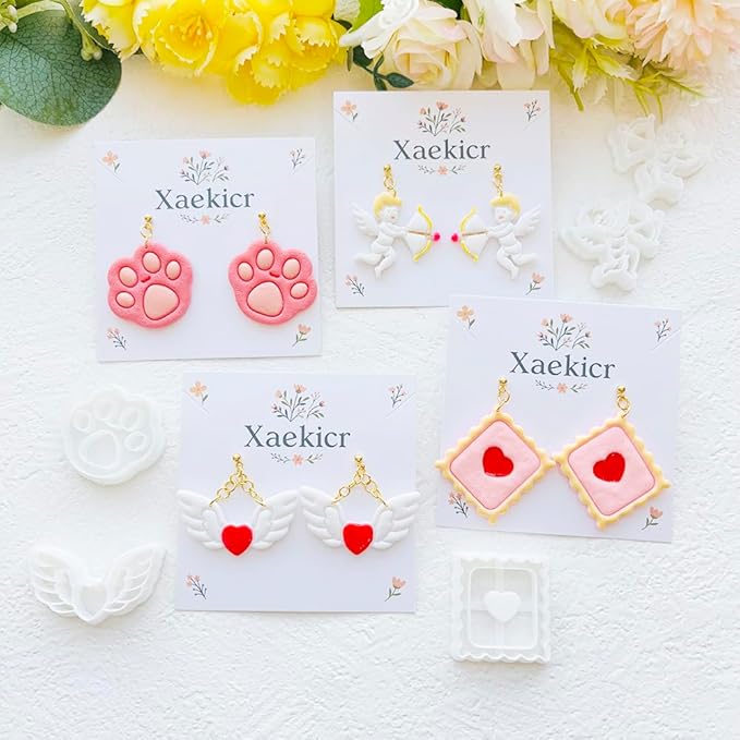 Valentine’s Day Polymer Clay Cutters Set – Romantic Polymer Clay Molds, Clay Cutters, Clay Earring Cutters, Clay Tools