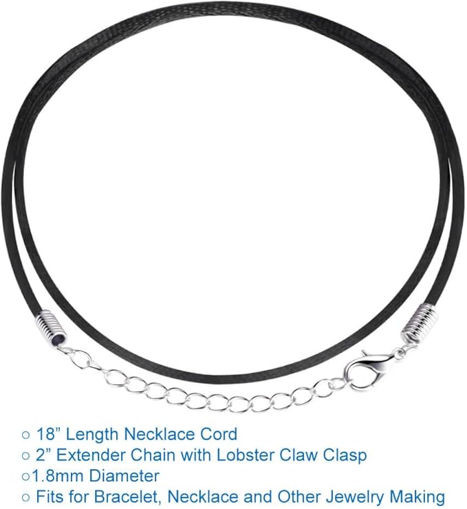 Selizo 100Pcs Satin Silk Necklace Cord with Lobster Clasp and Extension Chain