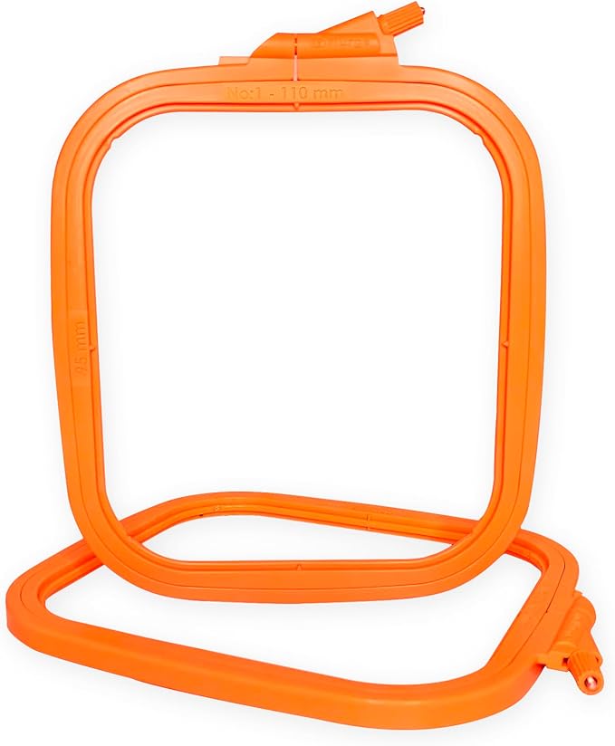 nurge square embroidery hoop - plastic cross stitch frame for needlepoint & embroidery - adjustable craft hoop - orange - no:1 (x small)