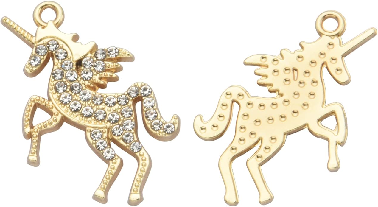 Pack of 20 Rhinestone Charms Gold Plated Pendants Pave Crystal Accessories for Necklace Bracelet Jewelry Making DIY Crafting