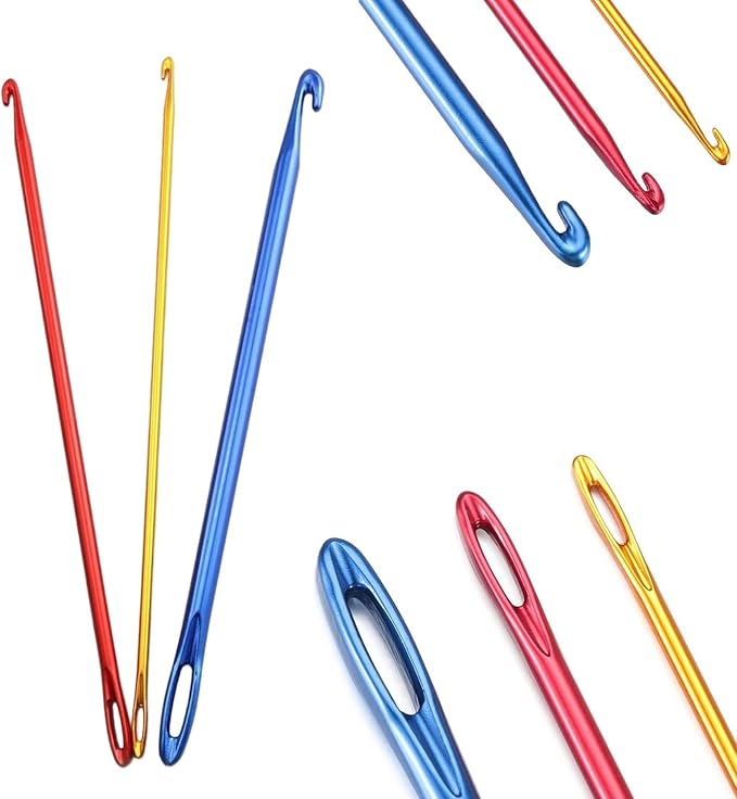 Zuoyou 6PCS Aluminum Tunisian Afghan Crochet Hook DIY Knitting Needles Tool with Eye 2.75/4/6mm