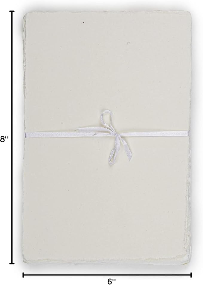LEATHER VILLAGE Watercolor Paper - 7.5 X 11 inches, 50 Sheets - Mixed Media Watercolor Paper - 150 GSM Thick Deckle Edge Virgin Cotton Handmade Paper - Off White