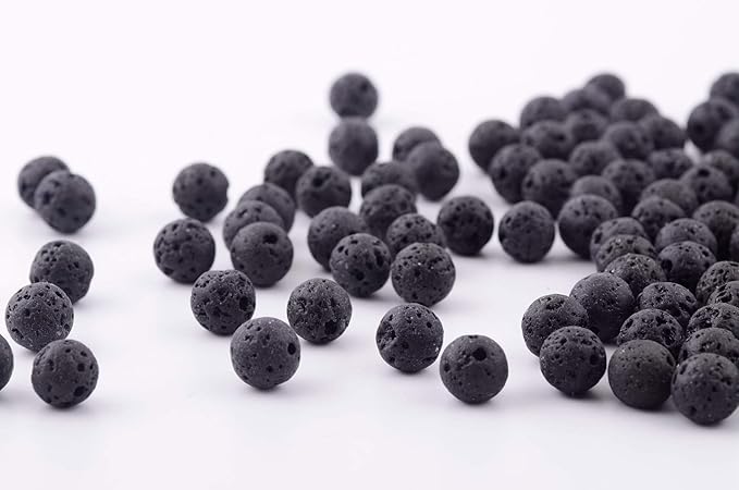 Natural Black Lava Round Genuine Stone Beads - 100pcs, 10mm, Hole 1mm, DIY for Essential Oil Yoga Bracelet Necklace Earrings Jewelry Making