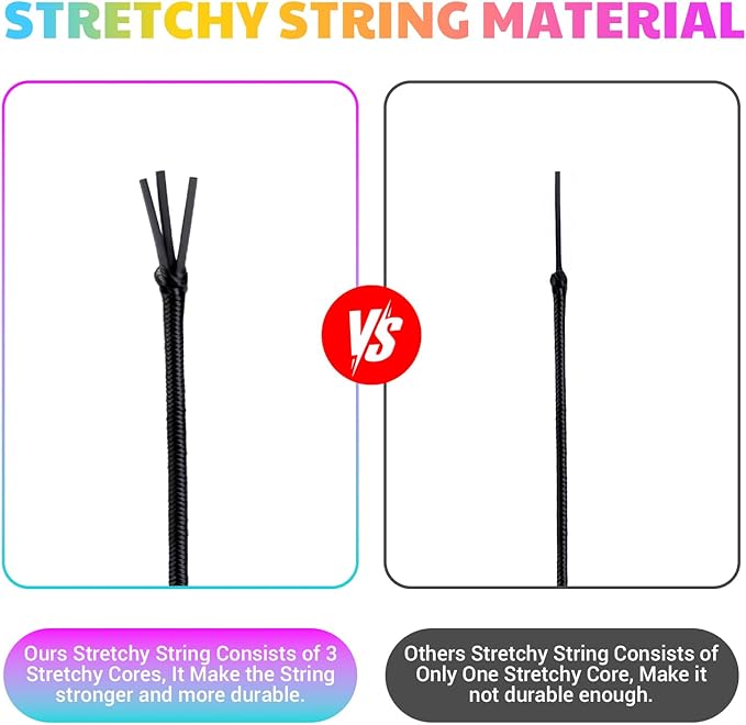 Stretchy Bracelet String Kit with Scissors & Beading Needle, 4 Rolls Elastic String for DIY Crafts, 1mm Stretchy Cord for Jewelry Making Sewing Necklace Beading, 660FT, (Black, White, Rainbow)