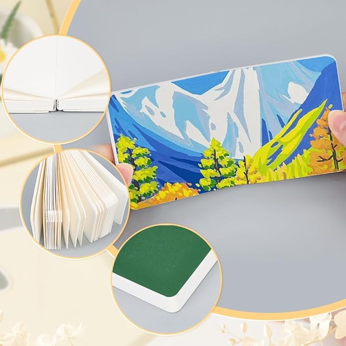 2Pcs 3.2" x 3.2" Mini Drawing Sketchbook Small Watercolor Notebook Green Paper Blank Square Portable Water Color Travel Journal Art Pad Sketchbooks for Painting Traveler Student Supplies