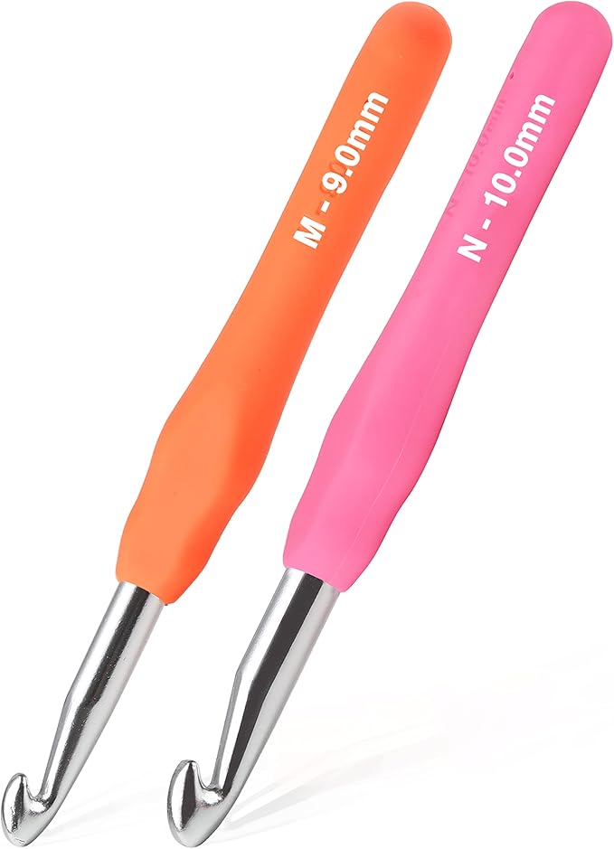 YOJOB 2Pack Size M / 9mm, N / 10mm Crochet Hooks, Super Smooth & Ergonomic for Beginner and Advanced (9.0mm, 10.0mm)
