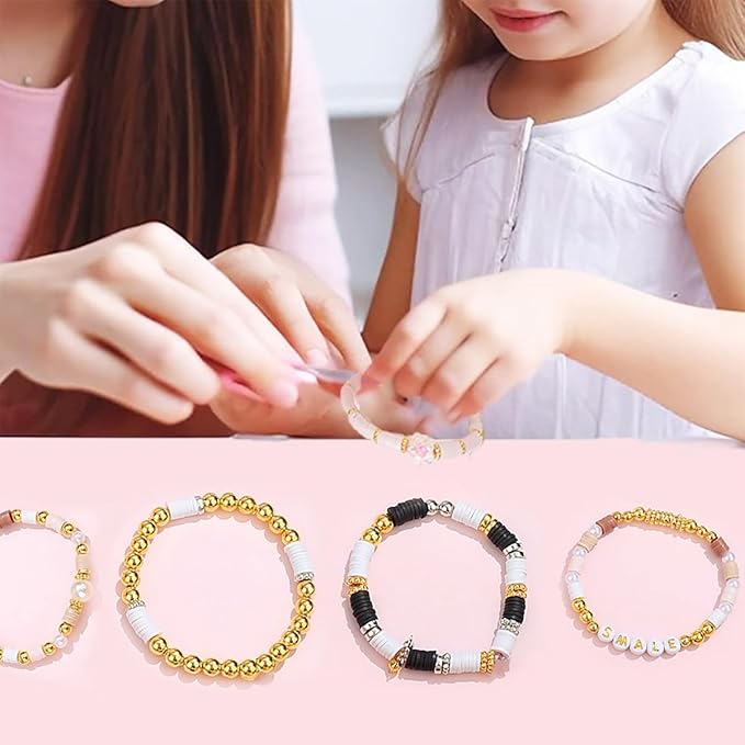 DUQGUHO Clay Beads kit for Adults 3340 Pcs, Friendship Bracelet Beads 6mm, Pink Beads for Bracelets, Jewelry Making Kits for Jewelry DIY