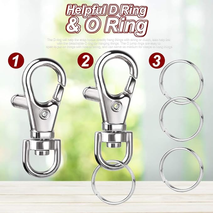 LEOBRO 160PCS Lobster Claw Clasps and Key Rings, Keychain Making Kit, 80PCS Keychain Clips and 80PCS Key Chain Rings, Key Chain Making Kit for Crafts, Keychains, Jewelry