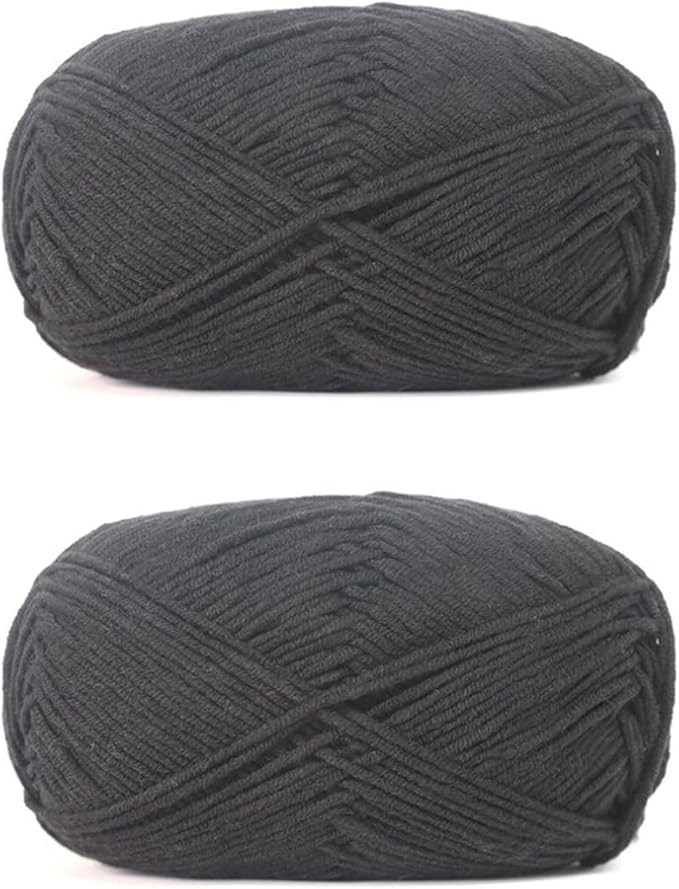 Acrylic & Cotton Blended Knitting and Crochet Yarn Soft Medium Yarn, Breathable and Skin Friendly for Baby Garments, Scarves, Hats, and Craft Projects 200g 21-Black