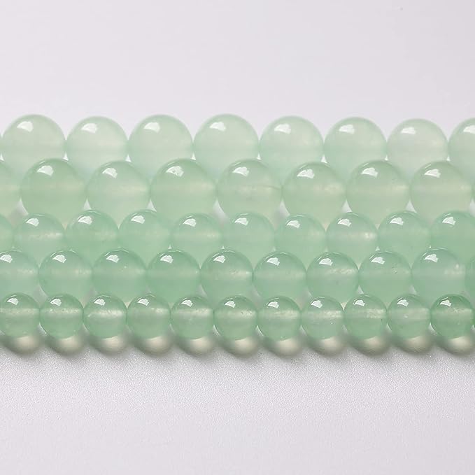 10mm 36pcs Natural Green Jade Chalcedony Beads Energy Healing Power Stone Beads for Jewelry Making Round Loose Beads DIY Bracelet 15" (Green Jade, 10mm)