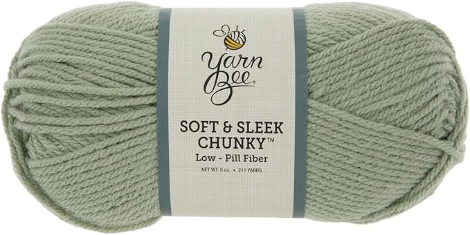 Yarn Bee Soft & Sleek Chunky - 5-Bulky - 100% Low Pill Acrylic, Yarn for Crocheting & Knitting Blankets, Hats, Sweaters, and More, Set of 2, 302 Sage