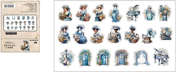 Alideco 80Pcs Vintage Victorian Tea Scrapbooking Stickers Scrapbook Paper Aesthetic Kawaii Girls Stickers for Journaling Assorted Phone Adult(huatuanjincu)