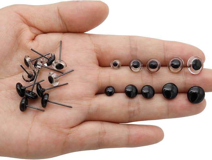 140Pcs Needle Felting Eyes 6-10mm mini Glass Black with Clear Eyes Kits for Teddy Puppets Dolls Wool Felting Crafts
