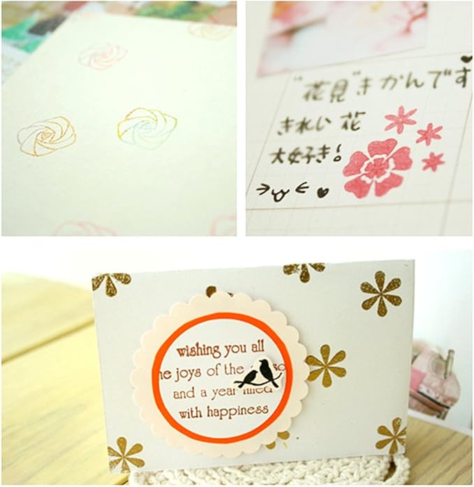 Diary Stamp Set,Wooden Rubber Signet for Children DIY Scrapbooking Planner Album Card Making(12pcs,Natural Elements)
