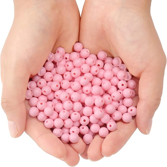 bonny boxx 40pcs 20mm smooth light pink acrylic round beads, plastic resin bubblegum balls chunky gumball beads for necklace and bracelet making, crafting supplies