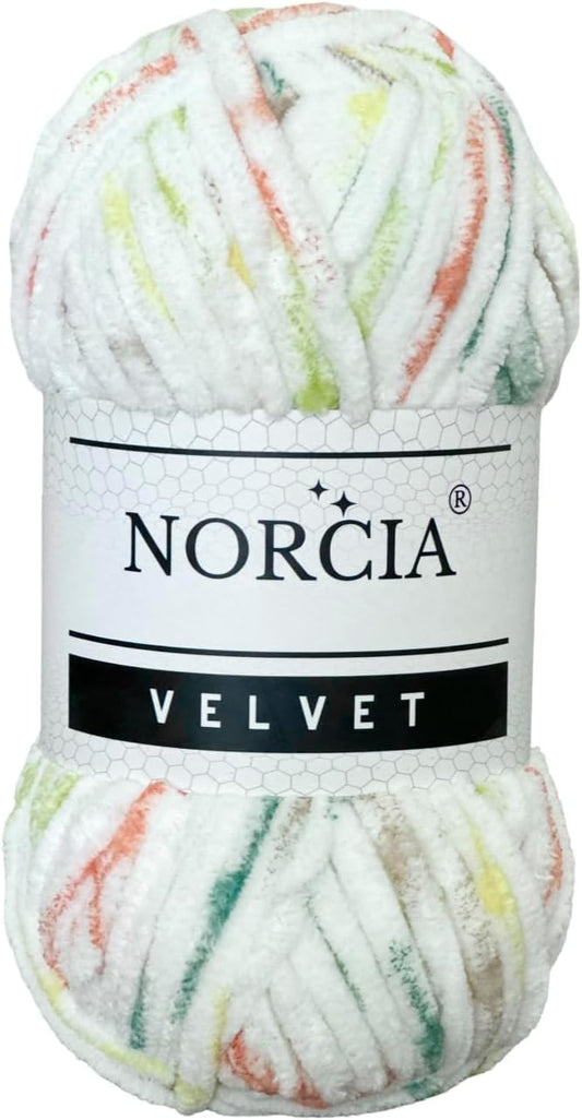 Soft Velvet Yarn Chenille Yarn for Crocheting Super Bulky (100g-3.50oz) (68m-74.3 yds) Baby Blanket Yarn for Knitting Amigurumi Yarn for Crochet Weaving Craft (Speckled Sunset, 1 Skein)
