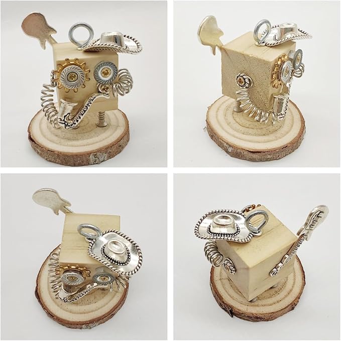 DEUXPER Steampunk Robot DIY Kit - Build Wooden Robot Charms for Jewelry Making, Craft Projects & Home Decor - Creative STEM Gift for Craft Lovers, Adults